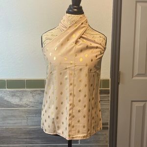 New - Unity Gold Dot Print Crisscross Halter Blouse (Dusty Pink)